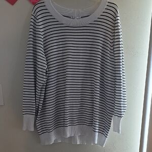 Energie Black and White Striped Crew Neck Sweater